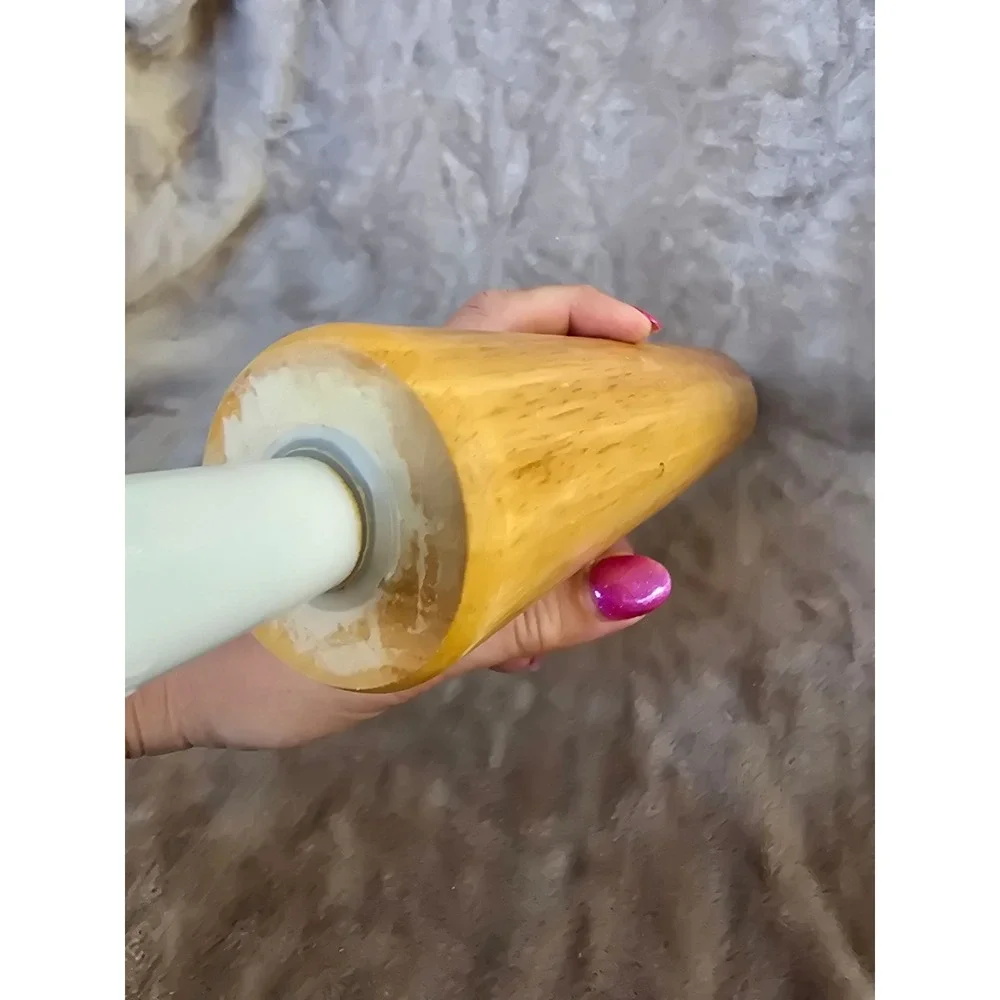 Vintage Pillsbury Doughboy Wooden Rolling Pin Poppin Fresh White Plastic Handles